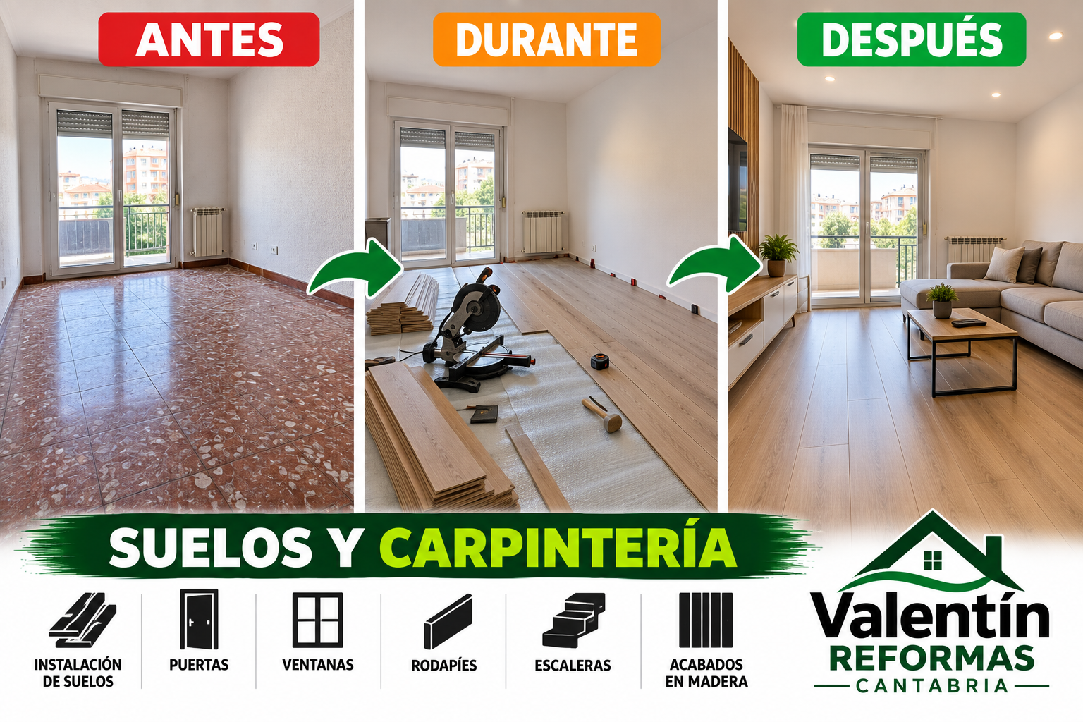 Cambio de suelo y carpintería en Laredo